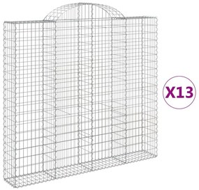 vidaXL Συρματοκιβώτια Τοξωτά 13 τεμ. 200x30x180/200 εκ. Γαλβαν. Ατσάλι