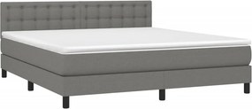 vidaXL Κρεβάτι Boxspring με Στρώμα Σκούρο Γκρι 180x200 εκ Υφασμάτιν