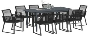 vidaXL Σέτ φαγητού για κήπο 9 pcs Μαύρο Ατσάλι και πολυ-ρατάν