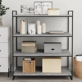 vidaXL Ράφια Βιβλιοθήκης 4 τεμ Γκρι Σκυροδ. 100x50x1,5 εκ. Επεξ. Ξύλο