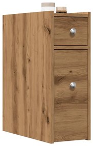 Ντουλάπι Μπάνιου Στενό με Ροδάκια Αρτισιανή Δρυς Επεξ. Ξύλο