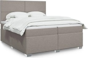 vidaXL Κρεβάτι Boxspring με Στρώμα Taupe 200x200 εκ. Υφασμάτινο