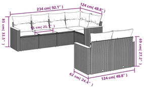 vidaXL Σετ Σαλονιού Κήπου 7 τεμ. Γκρι Συνθετικό Ρατάν με Μαξιλάρια