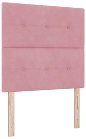 vidaXL Κρεβάτι με ελατήρια με στρώμα Ροζ 90 x 190 cm Βελούδο