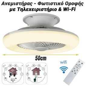 Ανεμιστήρας - Φωτιστικό Οροφής με Τηλεχειριστήριο  Wi-Fi