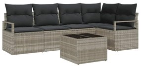 vidaXL Σετ Καναπέ Κήπου 6 pcs Ανοιχτό γκρι Πολυ ράταν