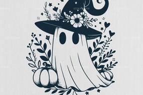 Intra απο ξύλο plywood  Χρώμα wenge 3mm-4mm πάχος - Flower Spooky Ghost , Halloween Δίασταση 40x50 cm INTRAFABR-120324760