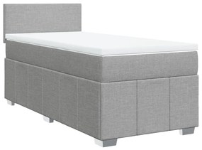 vidaXL Κρεβάτι Boxspring με Στρώμα Ανοιχτό Γκρι 90x200 εκ. Υφασμάτινο