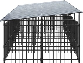 vidaXL Υπαίθριο Κλουβί Σκύλων με Οροφή από Χάλυβα 9,38 μ²