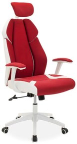 Manager office chair Momentum Bucket with black red mesh fabric and white pu 62x58x122 εκ.