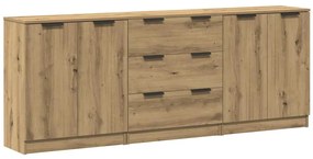 vidaXL Μπουφές 3 τμχ Δρυς τεχνίτης 60x30x70 cm Επεξεργασμένο ξύλο