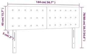 Κεφαλάρι Κρεβατιού LED Γκρι 144x5x78/88 εκ. από Συνθετικό Δέρμα 3121706