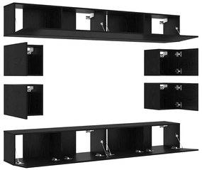 vidaXL Σετ επίπλου τηλεόρασης 8 pcs Μαύρη δρυς 100 x 30 x 30 cm