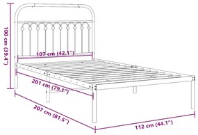 Πλαίσιο Κρεβατιού με Κεφαλάρι Λευκό 107 x 203 εκ. Μεταλλικό - Λευκό