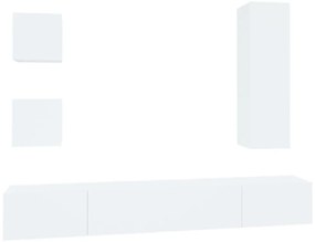 vidaXL Σετ Επίπλου Τηλεόρασης 5 Τεμαχίων Λευκό από Επεξεργασμένο Ξύλο