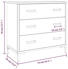vidaXL Συρταριέρα 75 x 35 x 70 εκ. από Μασίφ Ξύλο Πεύκου