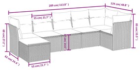 vidaXL Σαλόνι Κήπου Σετ 7 Τεμαχίων Γκρι Συνθετικό Ρατάν με Μαξιλάρια