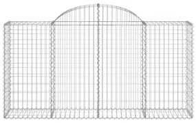 Συρματοκιβώτια Τοξωτά 8 τεμ. 200x50x100/120 εκ. Γαλβαν. Ατσάλι - Ασήμι