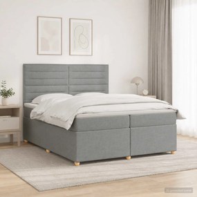 vidaXL Κρεβάτι box spring με στρώμα Ανοιχτό γκρι 200 x 200 cm Ύφασμα