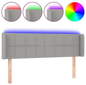 Κεφαλάρι Κρεβατιού LED Ανοιχτό Γκρι 147x16x78/88 εκ. Υφασμάτινο - Γκρι