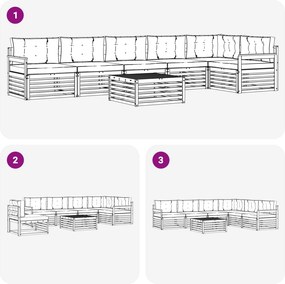 vidaXL Σειρά Καναπέ Εξωτερικού 7 τμχ. Λευκό και Μπεζ