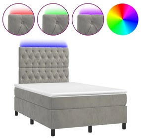 ΚΡΕΒΑΤΙ BOXSPRING ΜΕ ΣΤΡΩΜΑ &amp; LED ΑΝ.ΓΚΡΙ 120X200 ΕΚ. ΒΕΛΟΥΔΙΝΟ 3136293