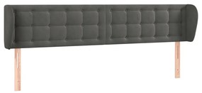 Κεφαλάρι με Πτερύγια Σκούρο Γκρι 163x23x78/88 εκ. Βελούδινο - Γκρι
