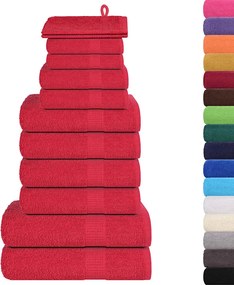 vidaXL Σετ Πετσετών 12 Τεμαχίων FROGN Κόκκινο 360 γρ./μ²