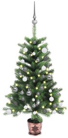 vidaXL Χριστ. Δέντρο Προφωτισμένο Τεχνητό Μπάλες Λευκό 90 εκ