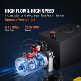 VEVOR Hydraulic Pump 4 Quart/3,8 L Single Acting Dump Trailer Pump Μονάδα ισχύος DC 12V
