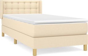 vidaXL Κρεβάτι Boxspring με Στρώμα Κρεμ 90x200 εκ.Υφασμάτινο
