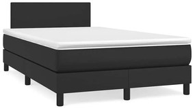 vidaXL Κρεβάτι Boxspring με Στρώμα&LED Μαύρο 120x190εκ.Συνθετικό Δέρμα
