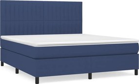 vidaXL Κρεβάτι Boxspring με Στρώμα Μπλε 180x200 εκ. Υφασμάτινο