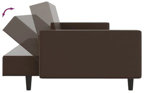 Καναπές Κρεβάτι Διθέσιος Καφέ από Συνθετικό Δέρμα - Καφέ