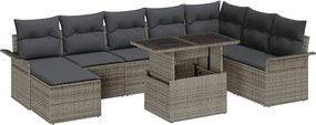 vidaXL Σετ Καναπέ Κήπου 9 pcs Γκρι Πολυέστερ και Κατασκευασμένο Ατσάλι