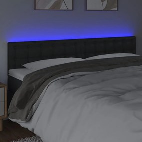Κεφαλάρι Κρεβατιού LED Μαύρο 180x5x78/88 εκ. Συνθετ. Δέρμα - Μαύρο