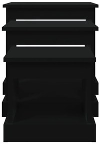 Τραπεζάκια Σαλονιού 3 τεμ. Μαύρα από Επεξεργασμένο Ξύλο - Μαύρο