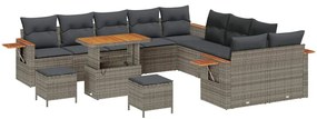 vidaXL Σετ Καναπέ Κήπου με μαξιλάρι 13 pcs Γκρι 90 x 55 x 71 cm