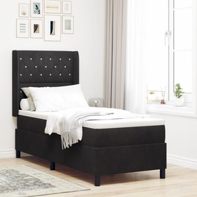 vidaXL Κρεβάτι Box Spring με Στρώμα & LED Μαύρο 80x200 εκ. Βελούδο