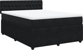 vidaXL Κρεβάτι Boxspring με Στρώμα Μαύρο 140x200 εκ. Βελούδινο