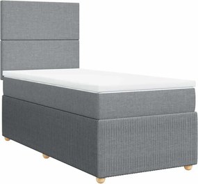 vidaXL Κρεβάτι Boxspring με Στρώμα Ανοιχτό Γκρι 100x200 εκ. Υφασμάτινο