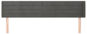Κεφαλάρι με Πτερύγια Σκούρο Γκρι 163x16x78/88 εκ. Βελούδινο - Γκρι