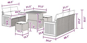 vidaXL Σετ Καναπέ Κήπου με μαξιλάρι 13 pcs Μαύρο 80 x 80 x 71 cm