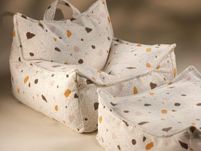 Terrazzo Πουφ Σκαμπο Υφασμα Μπουκλε / Σενιλ Υπόλευκο