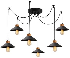 Φωτιστικό Οροφής Manavgat 525NOR1263 Φ144x100cm 6xE27 40W Natural-Black Opviq