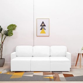 vidaXL Καναπές Τριθέσιος Αρθρωτός Λευκός από Συνθετικό Δέρμα