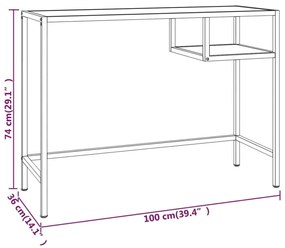 Γραφείο Υπολογιστή Λευκό / Χρυσό 100 x 36 x 74 εκ. από Γυαλί - Λευκό