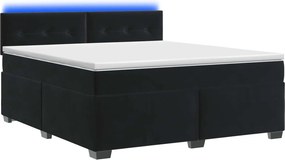 vidaXL Κρεβάτι Box Spring με Στρώμα και LED Μαύρο 140 x 200 cm Βελούδο