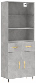 vidaXL Ντουλάπι Γκρι Σκυροδέματος 69,5x34x180 εκ. Επεξεργασμένο Ξύλο