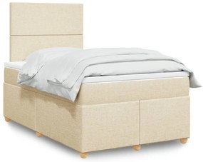 vidaXL Κρεβάτι Boxspring με Στρώμα Κρεμ 120x200 εκ. Υφασμάτινο